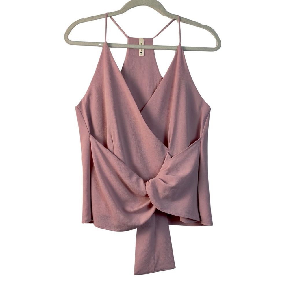 Tyche Pink Faux Wrap Tie Front Racerback Tank Top Size S Soft Girl
